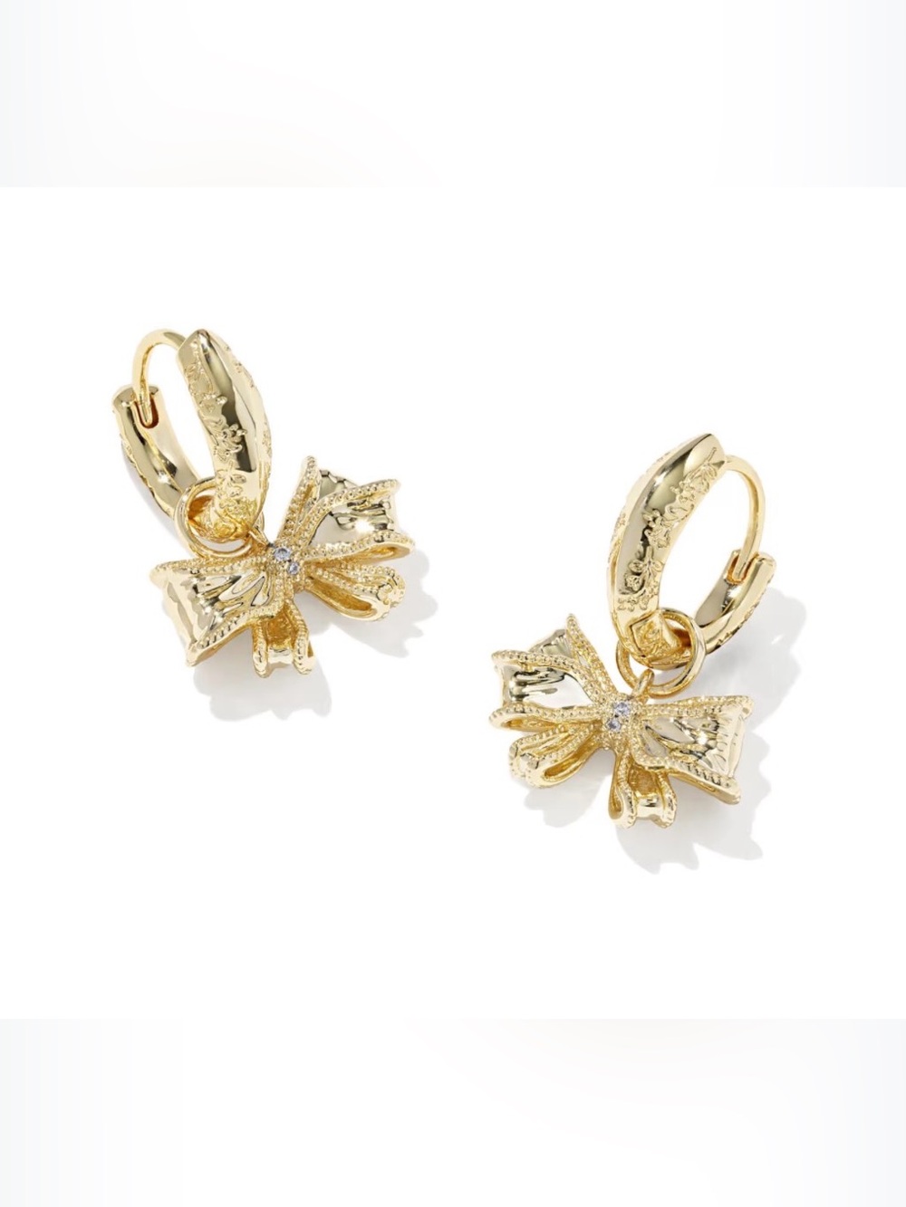 Kendra Scott x LoveShackFancy Gold Bow Drop Convertible Huggie Earrings